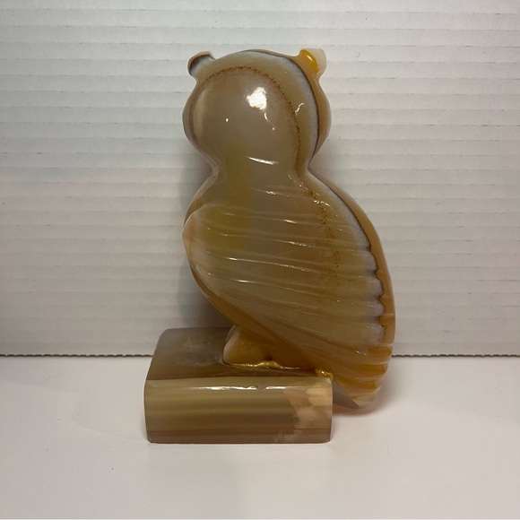 Vintage Natural Stone Carved Owl 5.5" White/Tan/Brown - Picture 2 of 9